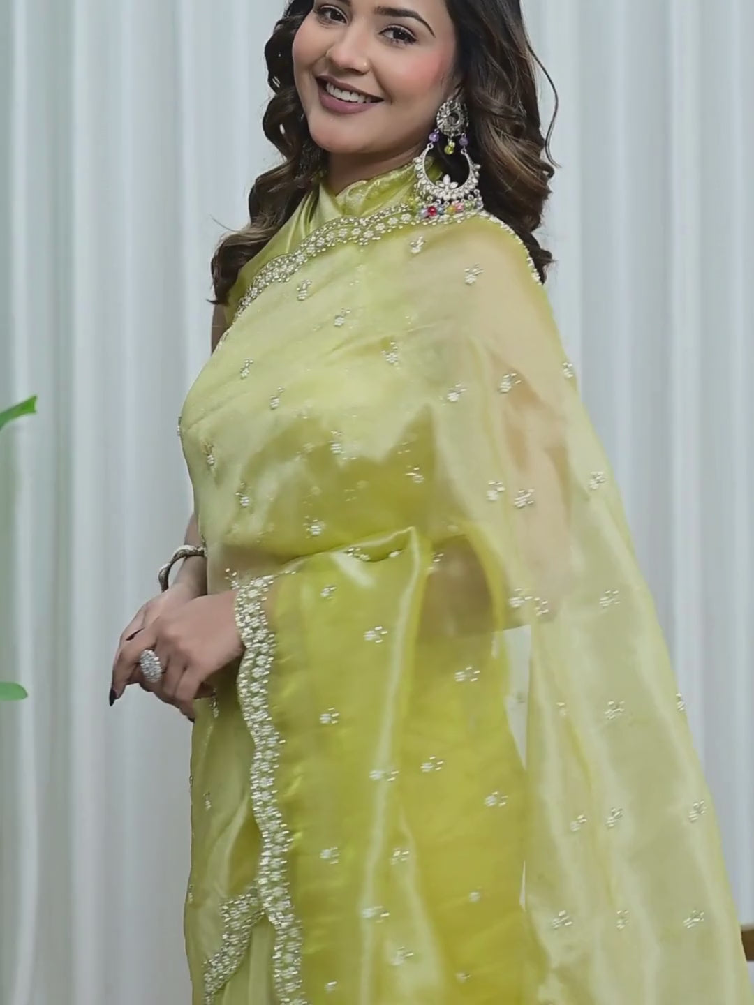 Designer Jiraff Fancy Saree with Kardana, Parle & Sequin Cutwork